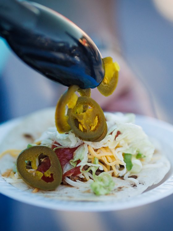 Jalapenos going on a taco