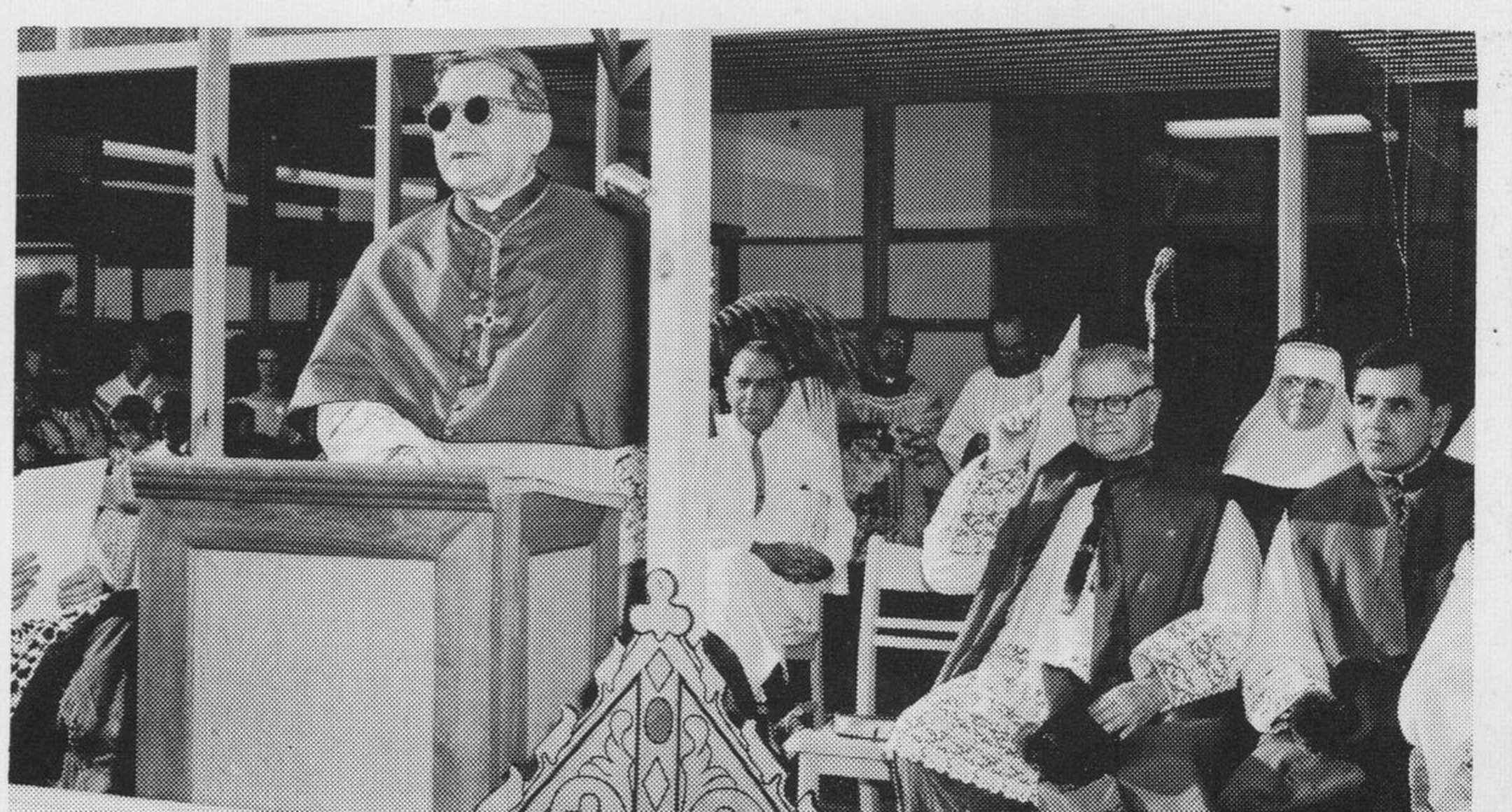 Archbishop Rummel speaking at the dedication of Archbishop Chapelle High School, August 1962