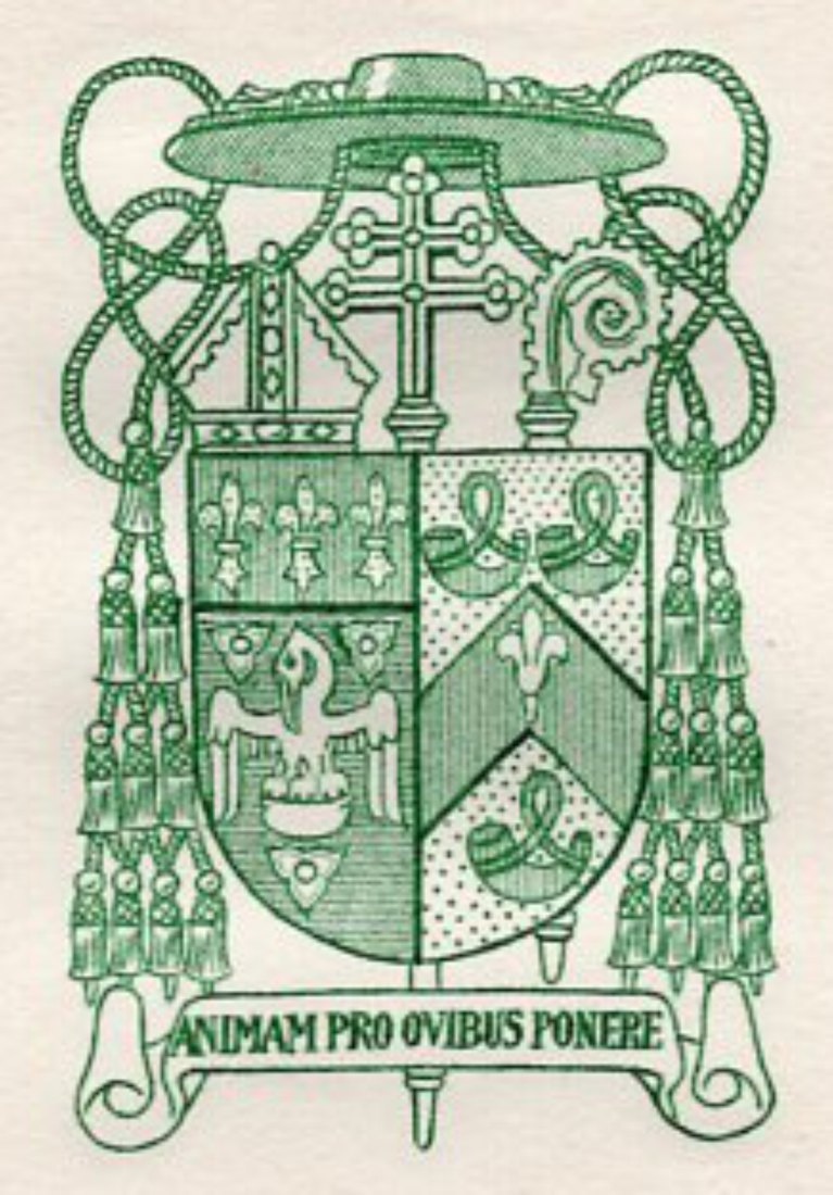 The engraved coat of arms of Archbishop Rummel
