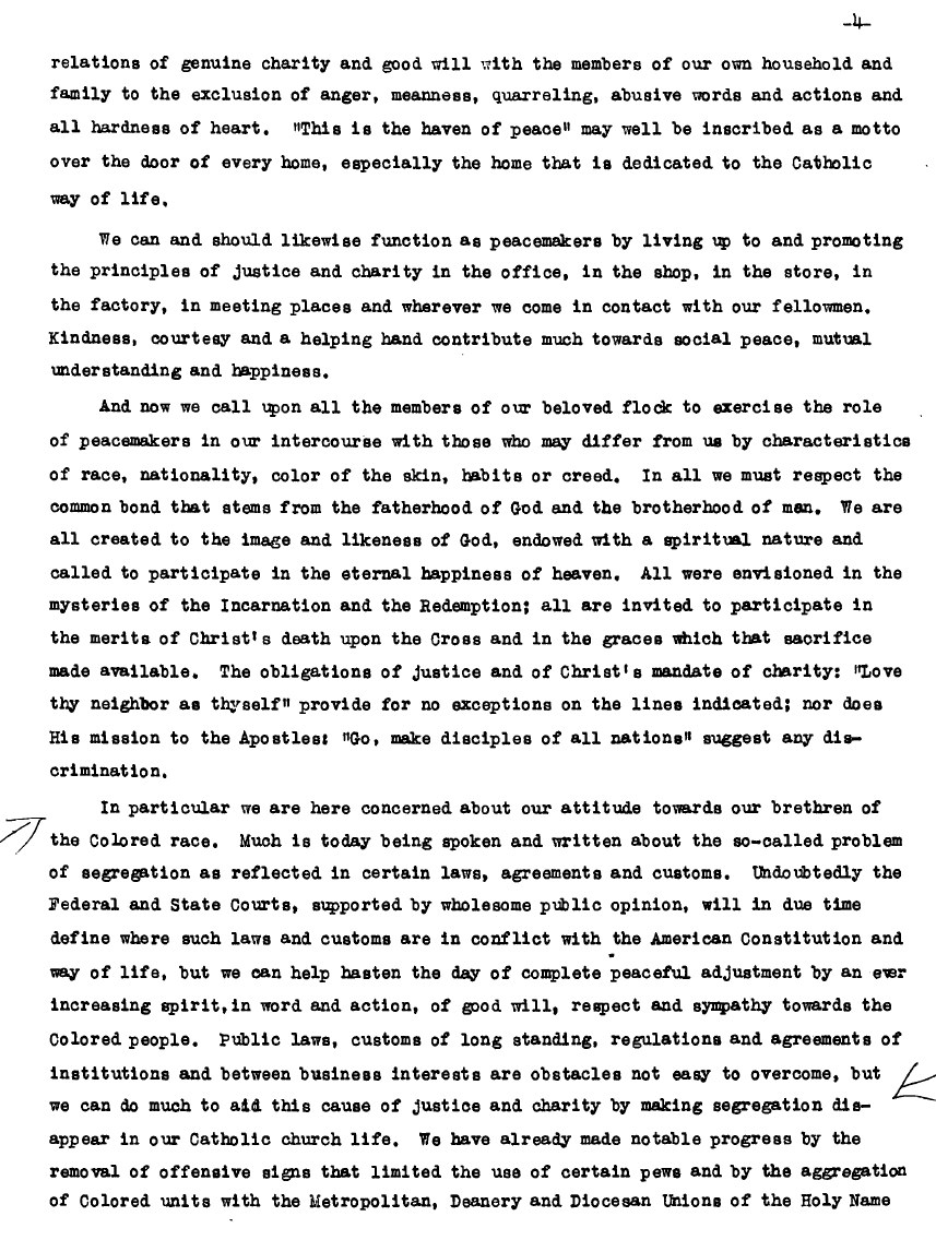 Page four of the 1953 pastoral letter