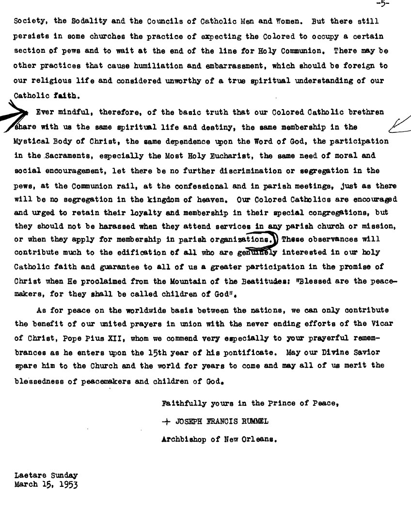 Page five of the 1953 pastoral letter