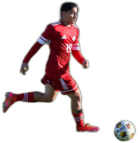 A Raider on the ball in front of the goal