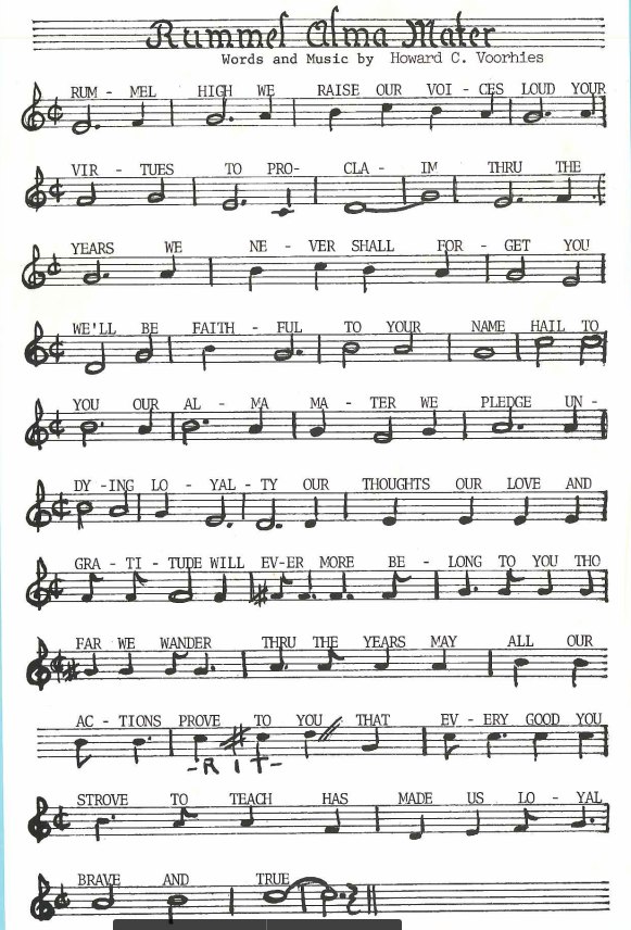 The Alma Mater manuscript in Professor Voorhies's handwriting