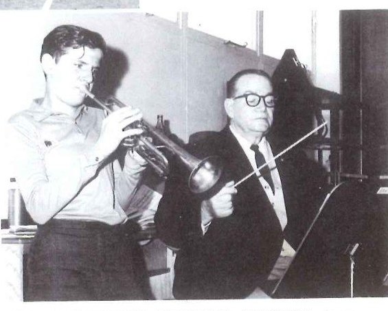 Professor Voorhies with a trumpet student, 1964
